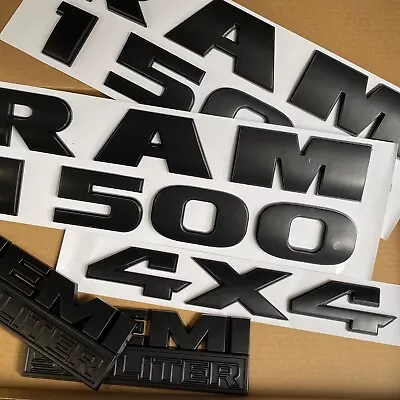 5PCS Emblems Letters Badges Fits For RAM 1500 HEMI 5.7LITER 4x4 Model All Black • $45.96
