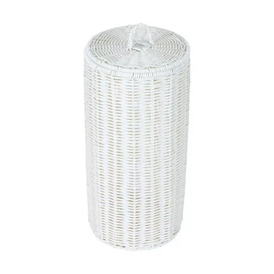 $17.68 • Buy Toilet Roll Holder With Lid Rattan Look Tissue Paper Spare Stand Storage AU