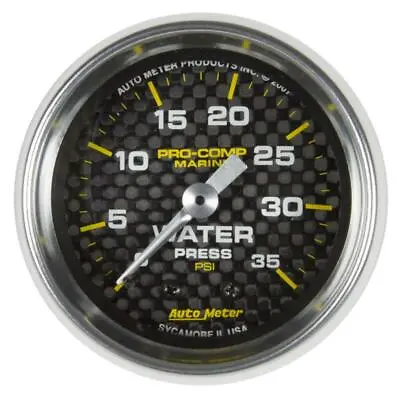 Auto Meter Water Pressure Gauge 200772-40; Marine Carbon Fiber 2-1/16  • $86.90