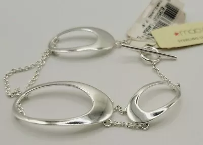 Macy's Sterling Silver Bracelet Chains & Ovals Toggle Marked MWS Vintage New • $62.99