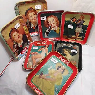 Old VINTAGE COCA COLA Serving Trays (7) '30s '40s '50s '60s Great Condition • $350