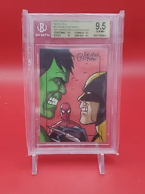 2010 Marvel Heroes & Villains Sketch B. Postman Wolverine Hulk Spiderman BGS 9.5 • $750