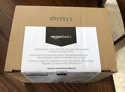 Amazon Basics Clear A19 60 Watt LED Bulbs Pack Of 6 New Dimmable • $15.73