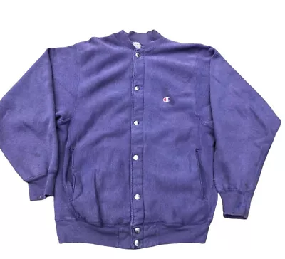 $59.99 • Buy Vintage 90s Champion Reverse Weave Sweat Cardigan Men’s Medium USA Purple Plum
