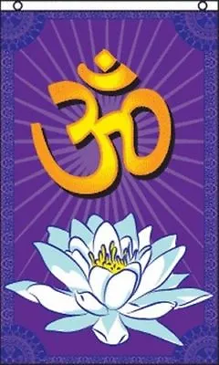 OM Flag 3x5 Ft Sanskrit Prayer Banner Hindu Hinduism Lotus Blossom India Aum NEW • $9.88