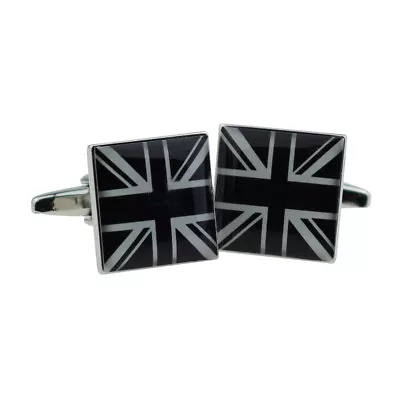 Black & White Square Union Jack Cufflinks X2BOCS033 • £9.99