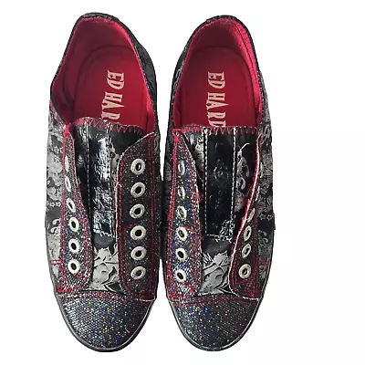 Ed Hardy Womens Sz 6 Slip On  Canvas Rubber Sole Sneaker Chuck Style • $35