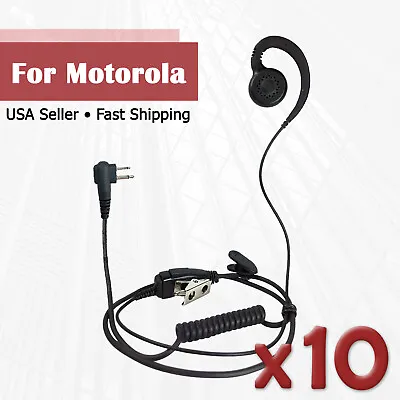 10x Swivel Earpiece W/ PTT Mic For Motorola Radios CP180 CP200D CLS1110 CLS1410 • $95