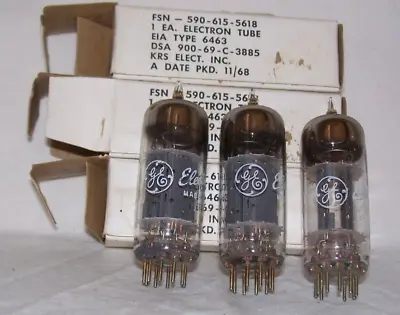 Lot Of (3) NOS GE 6463 Tubes In Original BoxesMatching 1968 Date Codestested! • $23.95