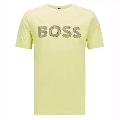 NWT HUGO BOSS Cotton-Jersey T-Shirt With FINELINE LOGO ARTWORK Light Green Small • $29.95