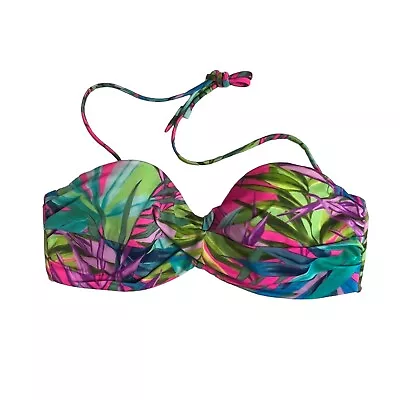 Victoria Secret Womens Multicolored Floral Bandeau Twist Hatler Bikini Top 32 D • $16.03