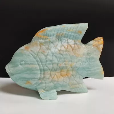 Natural Amazon Quartzite Mineral Raw Stone Hand Carved，fish • $10