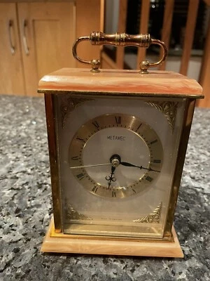 £30 • Buy Vintage Metamec Carriage Clock , Battery Movement Onyx / Brass C-1960s.