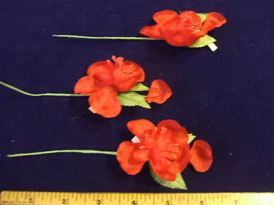 Vintage Millinery Flower True Red Lot With Stamens NF4 • $4.25