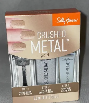 Sally Hansen Nail Polish Crushed Metal Kit GOLD - Textured Metallic Look #120 • $5