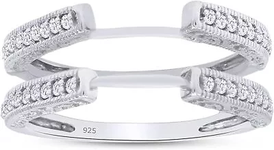 2/7 Ct Round DVVS1 Moissanite Cathedral Enhancer Guard Ring 925 Sterling Silver • $47.11