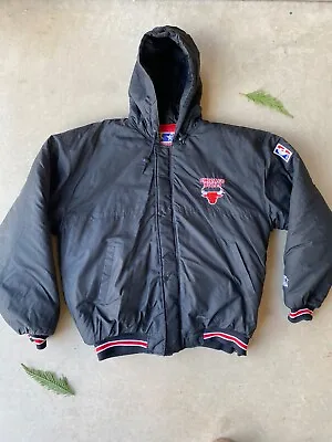 90s Chicago Bulls NBA Basketball Embroidered Starter Jacket 25x28 • $85