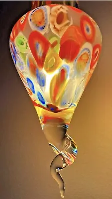 VTG Millefiori Murano Art Glass Hanging Pendant Lamp Single Light Fixture • £2198.38