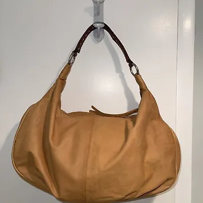 $38 • Buy Sigrid Olsen Leather Hobo Bag Purse - Shoulder Bag - Camel Color