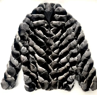 Men's Real Chinchilla Bomber Jacket Natural Color  SIZE 2XL • $5900