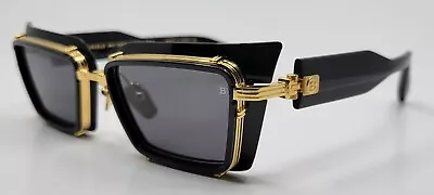 Balmain Admirable Sunglasses BPS-130A Black & Gold With Dark Grey Lenses NIB • $376.63