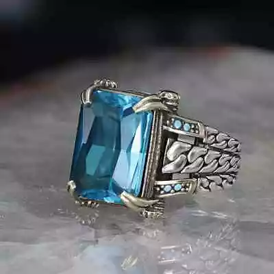 Ottoman Legacy Of High Jewellery Sterling 925 Silver London Blue Topaz Mens Ring • $46