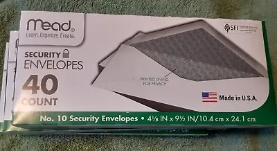 (3PACK) Mead #10 40 Security Envelopes 40-ct Boxes 4 1/8 X 9 1/2  $11.95 • $11.95