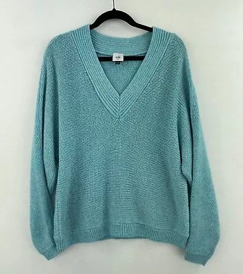 Cabi Medium 4282 Frosty Sweater Blue Crochet V-Neck Womens B11-09 • $48