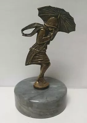 VARNIER Bronze Art Deco Hood Car Woman Umbrella Automotive Mascot • $851.37
