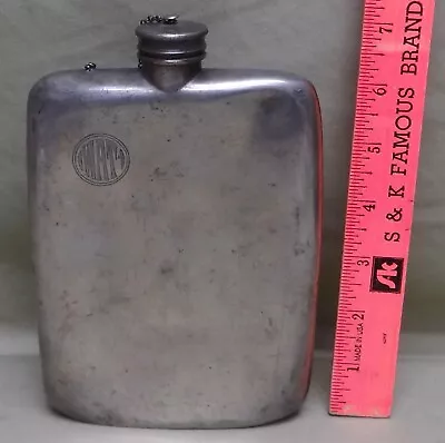 Vintage John Dixon & Sons 16 Oz Nickel Silver Flask  (WAT) Inscribed • $49.95