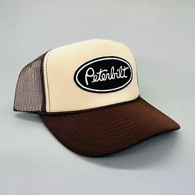 New Peterbilt Tan Brown Cap Hat 5 Panel High Crown Trucker Snapback Vintage • $25.95