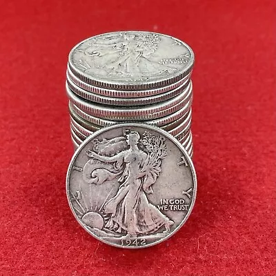 Walking Liberty Half Dollar $10 Face Value 90% Silver Bulk Roll 20 Coins In Tube • $231.25