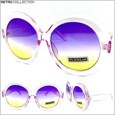 $14.99 • Buy OVERSIZED EXAGGERATED Retro SUN GLASSES Huge Big Jumbo Round Purple Frame & Lens