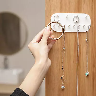 Hanging Jewelry Storage Hooks Keys Wall Mount Necklace Organizer For Bedroom • £6.69