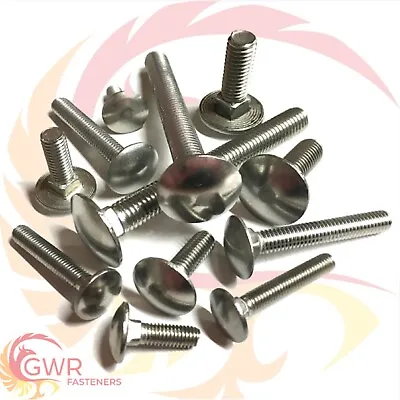 5mm M5 A2 STAINLESS STEEL COACH BOLTS CUP SQUARE CARRIAGE BOLT SCREWS - DIN 603 • £2.52