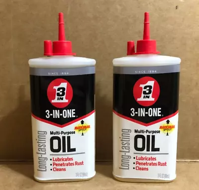 3-IN-ONE Multi Purpose Oil Long-Lasting Lubricant 3oz Bottle (Lot Of 2) ** • $13