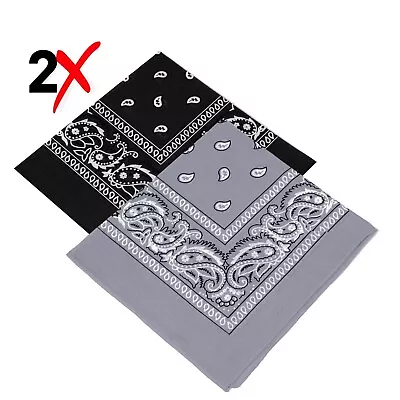 2 Pack Bandana 100% Cotton Paisley Print Double-Sided Scarf Head Neck Face Mask • $5.49