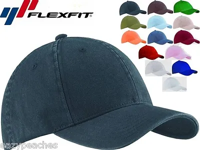 2 PACK Flexfit Garment Washed Fitted Baseball Hat Blank Plain Cap Flex Fit 6997 • $26.95