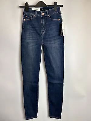 7 For All Mankind Aubrey Slim Illusion Luxe Jeans Dark Blue W26  • £47.99