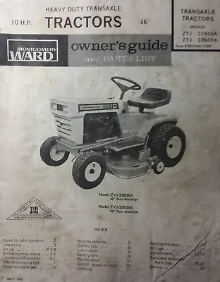 Montgomery Ward Garden 10 Hp Riding Lawn Tractor Owner & Parts Manual ZYJ-33808A • $49.95