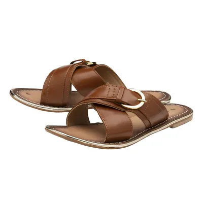RAVEL Nola Leather Flat Anti-slip Sandals For Women Brown Tan BNIB New UK 4 • £24.99