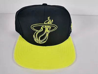 Adidas Miami Heat Neon Yellow Snapback NBA Flat Bill Hat Baseball Cap • $16.99