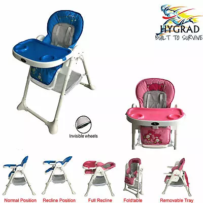 Hygrad Foldable 3 IN 1 Baby Toddler Infant Highchair Feeding Recliner Seat Chair • £49.99