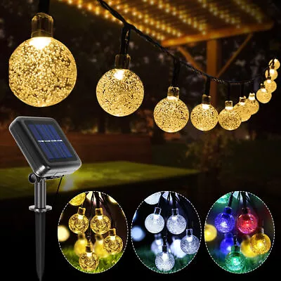 Solar Powered LED Fairy String Lights Outdoor Garden Waterproof Crystal Ball • £7.49