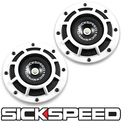 Sickspeed 2pc White Super Loud Compact Electric Blast Tone Horn Car Suv 12v P22 • $29.65