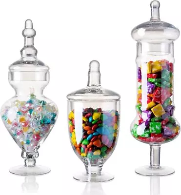 Set Of 3 Clear Glass Apothecary Jars Elegant Storage Jar (H: 9  12.5  14 ) • $39.89