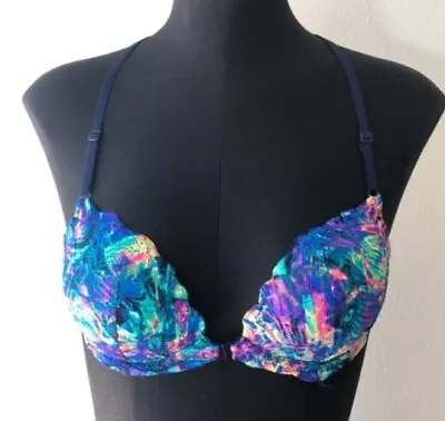 💜🩵 PINK By VICTORIA'S SECRET DATE RACERBACK PUSH-UP BRA SIZE 12DD • $24