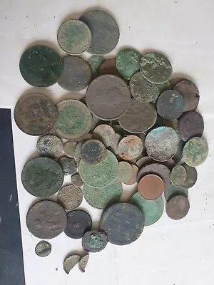 Metal Detecting Finds Batch 5. 63 Coins With Roman Coin  • £10