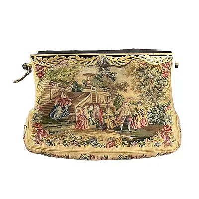 Rare Antique Needlepoint Petit Point Tapestry Bag/Purse - Handmade In France • $99