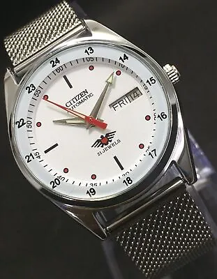 Citizen Automatic 21-Jewel Day & Date Men Self-Winding SS Japan Wrist Watch 8200 • £35.94